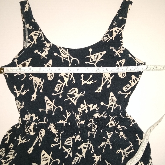 Hieroglyphic Print Short Romper Black White Small - Picture 10 of 10